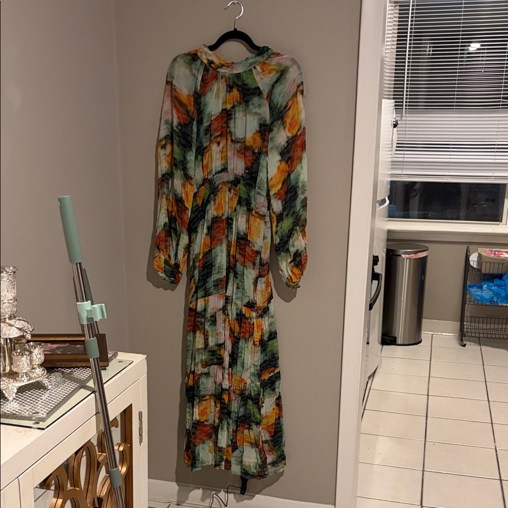 Anthropologie Multicolor Abstract Maxi Dress